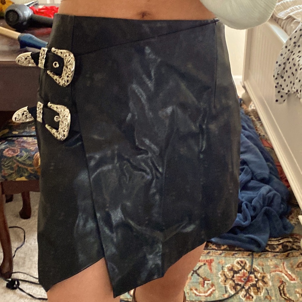 Forever 21 leather western buckle skirt